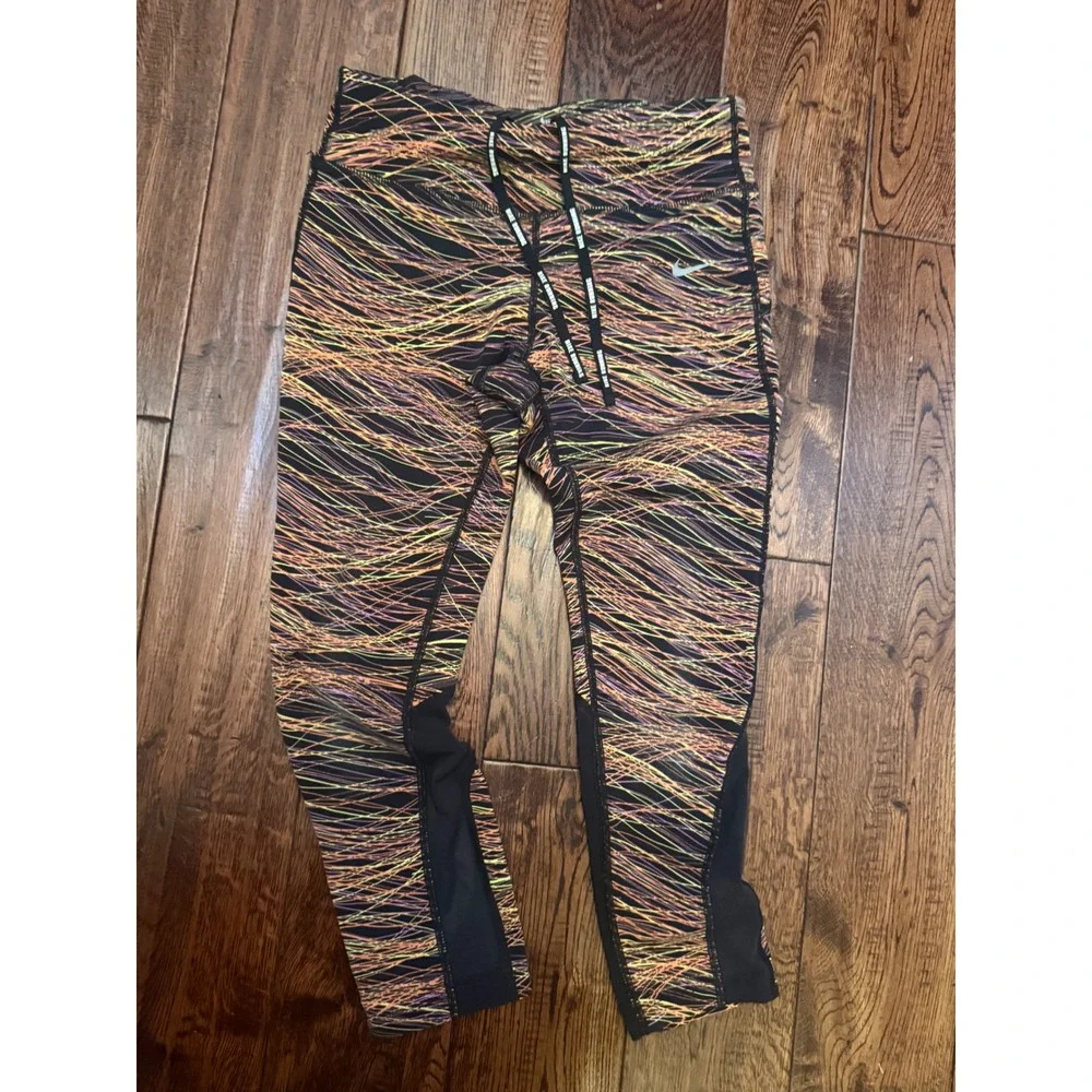 Nike Running Dri-FIT Leggings Women's Small Abstract Print Mesh Reflective